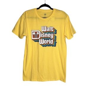 Walt Disney World throwback echo yellow graphic print tee size Medium